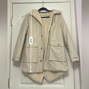 ZARA KIDS size 13/14 off white jacket with faux fur lining